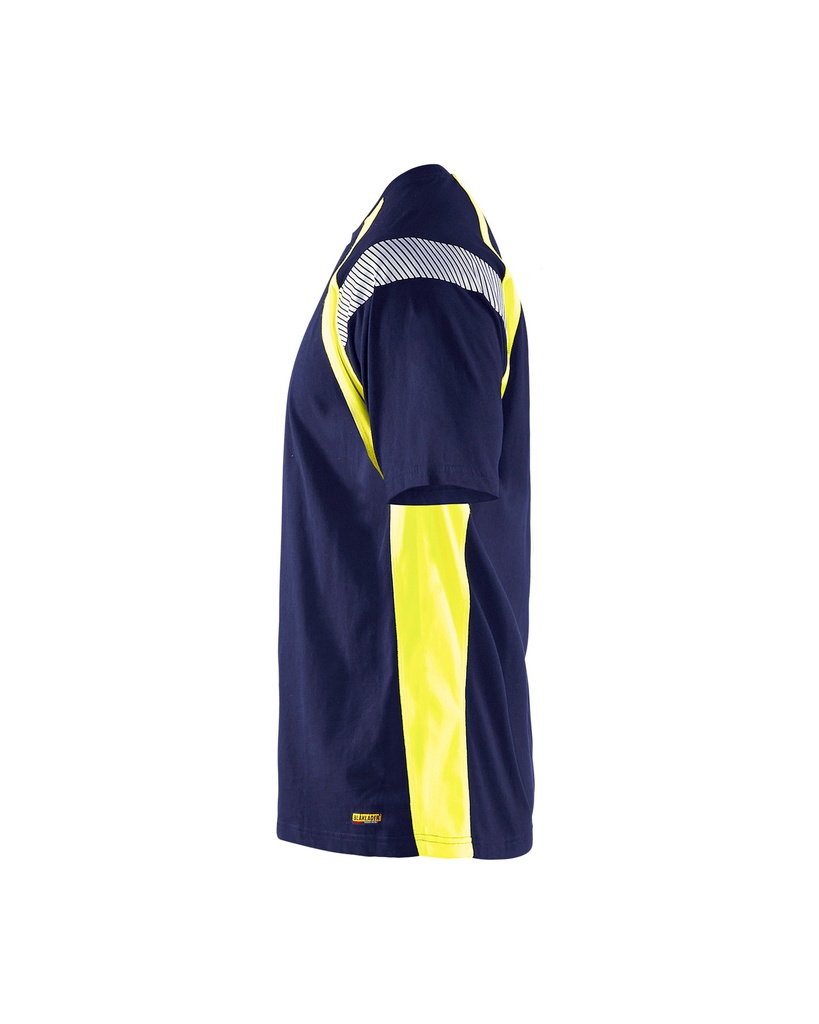 Camiseta Blaklader 3332 m/corta de visibilidad mejorada, 100% algodón + parte alta visibilidad 100% poliester, bandas segmentadas