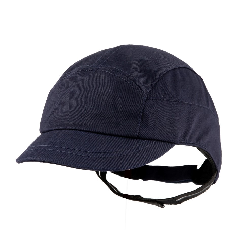 Gorra de protección contra golpes Surflex Fire retardant, casquete ventilado y muy ligero, norma EN812 con marcado F retardante de la llama, visera de 5 cm, azul marino.